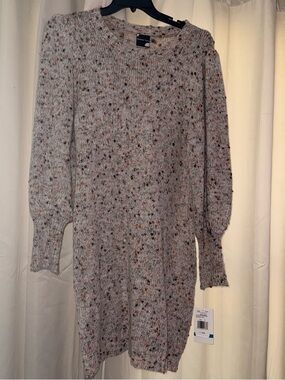 Maison Tara Cream Knit Sweater with Orange and Brown Flecks